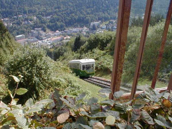 The Sommerberg funicular nears the top station